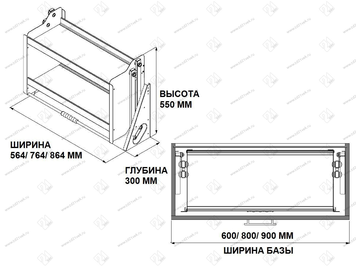 S-5191-A Выдвижная полка в базу 600 мм, Starax, (564х300х550 мм), антрацит 3