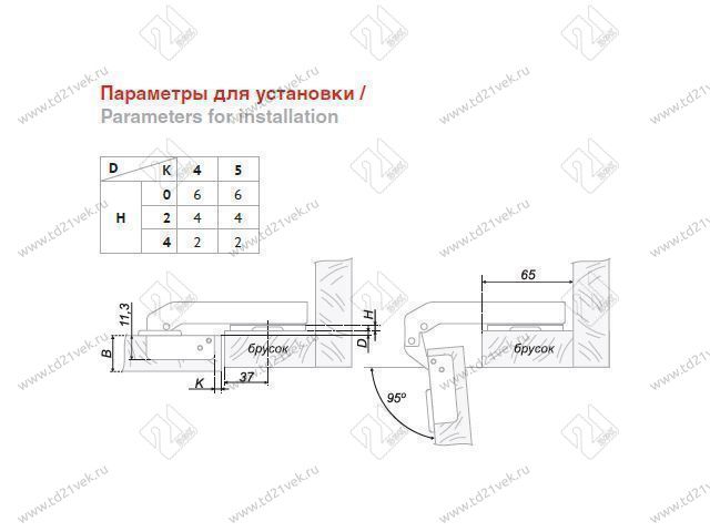 H74002/0612 Петля Boyard 90° (для фальшпанели) + планка H=2 <150> 3