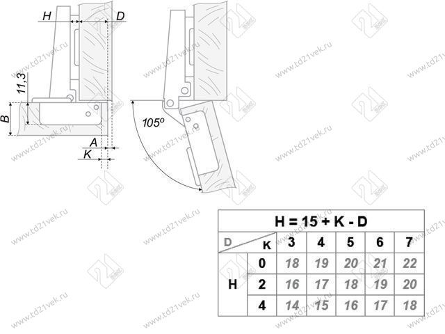 H100A02/0112 Петля Boyard 0 мм + планка H=2 <200> 2