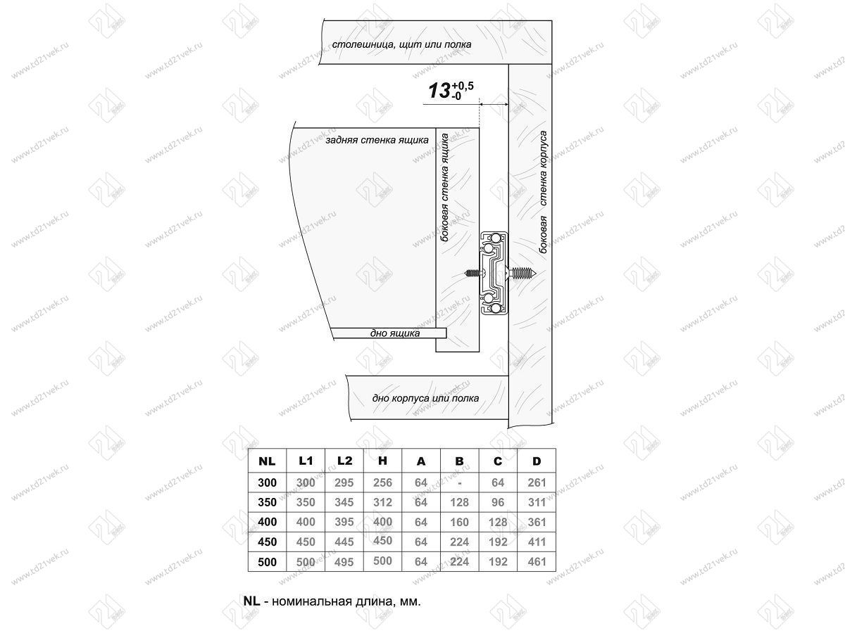 DB4518Zn/450  Шариковые направляющие PUSH-SOFT CLOSING <15> 6