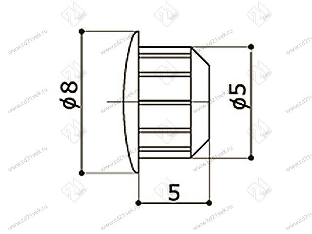 Заглушка d=5 мм. (ольха)<1000>коробка 2