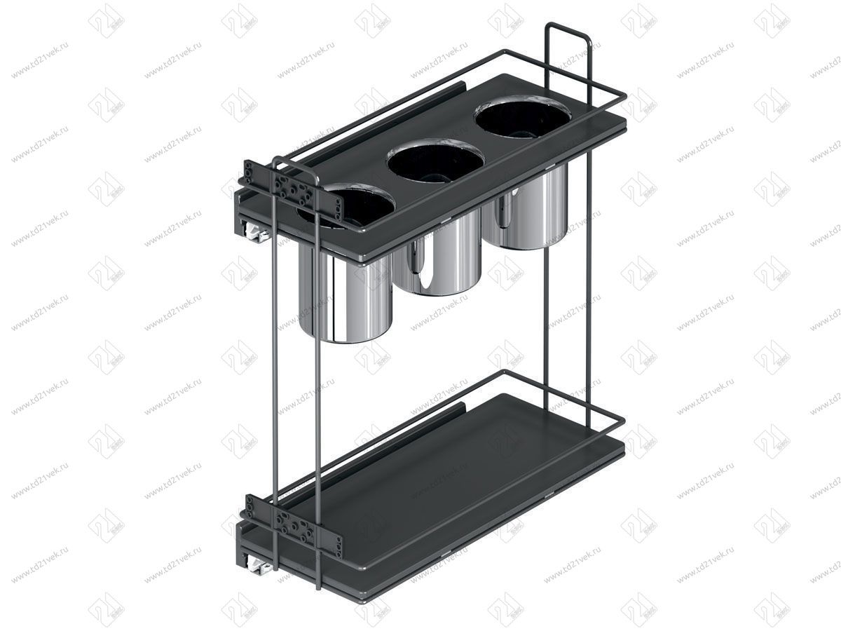 S-2651-A Бутылочница для столовых приборов, Starax, 2-х ярусная, (205х475х420 мм), антрацит, левая 2