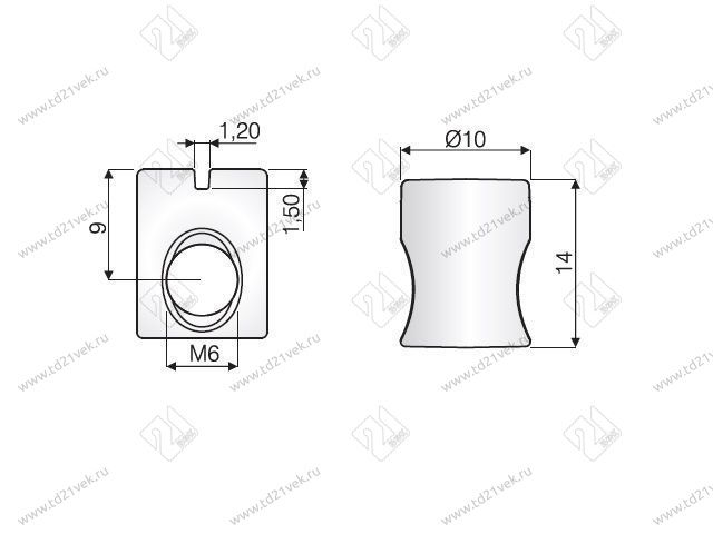 102-01-12-403 Цилиндр Mesan под винт M6 d10x14 мм крест, цинк SBAZN (ST) (500) <1000/3000> 2