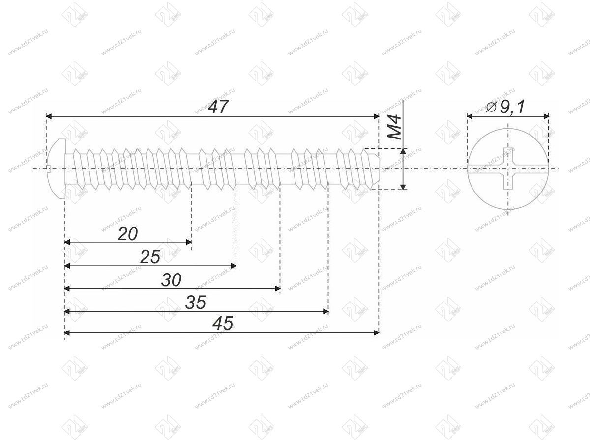 MT02/08/M4*45Zn/0 Винт M4*45 универсальный <5000> 2