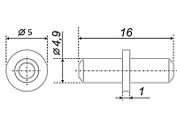 Полкодержатель типа штифт металл d=5*16 цилиндр <5000>