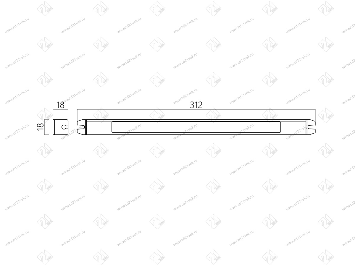 06.800.01.340 Блок питания стаб. напр. для LED, 12В, (max 60Вт), IP20, вх.180-260В, с защ. от КЗ, алюм. корп 312х18х18мм, провод 25см 2