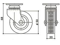 Опора колесная 321 нагрузка - 35 кг d=50, h=70 <100/300>