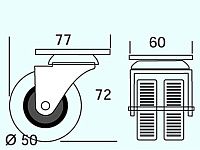 Опора колесная 336 нагрузка - 50 кг d=50, h=73 <100>