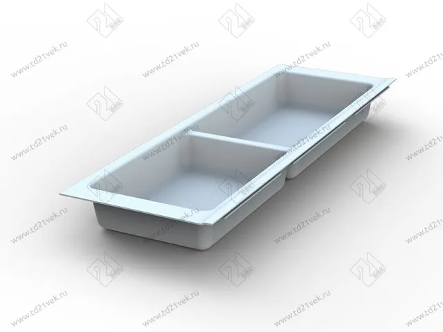 105-83-05-302 Лоток для столовых приборов Mesan TrayBond, 2 отдела,(Ш157хГ480-444хВ45) белый <5/80>